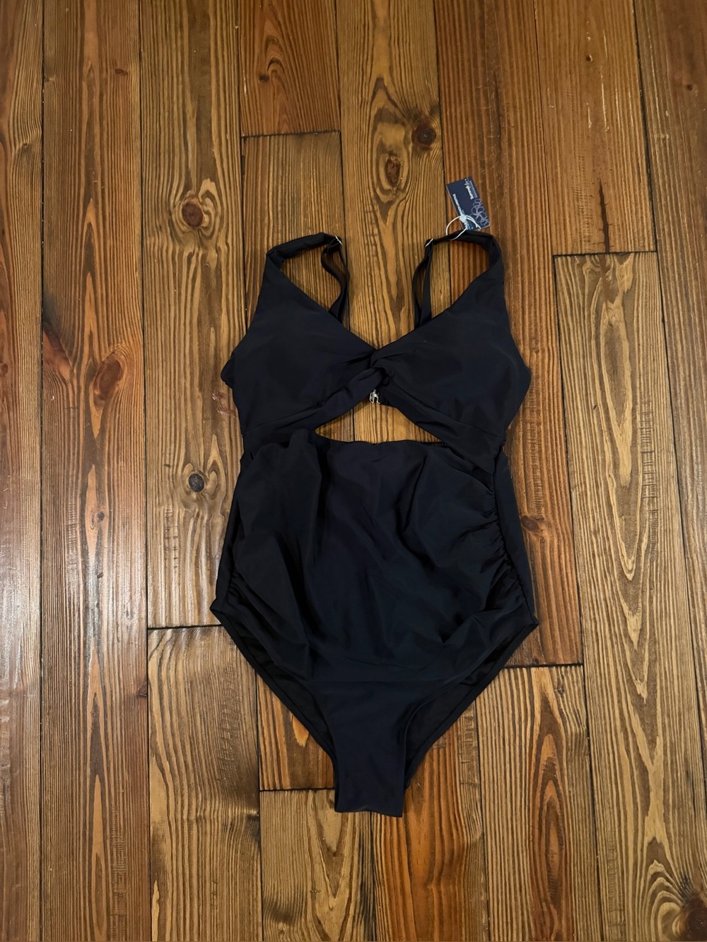 Black One-Piece Twist Front Swimsuit